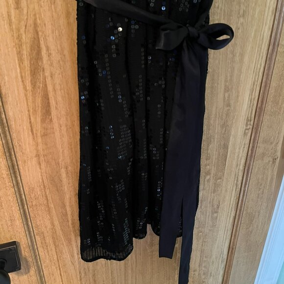 Vintage 2000s EXPRESS | Black Sleeveless Sequin Cocktail Mini Dress | Size Small - Picture 5 of 8